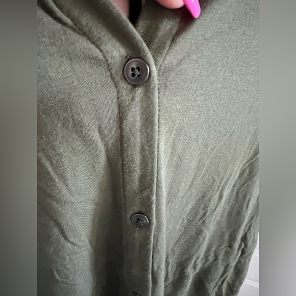 J. Jill Kale Green Knit Button Up Short Sleeve T-Shirt Dress with Pockets - Picture 6 of 6